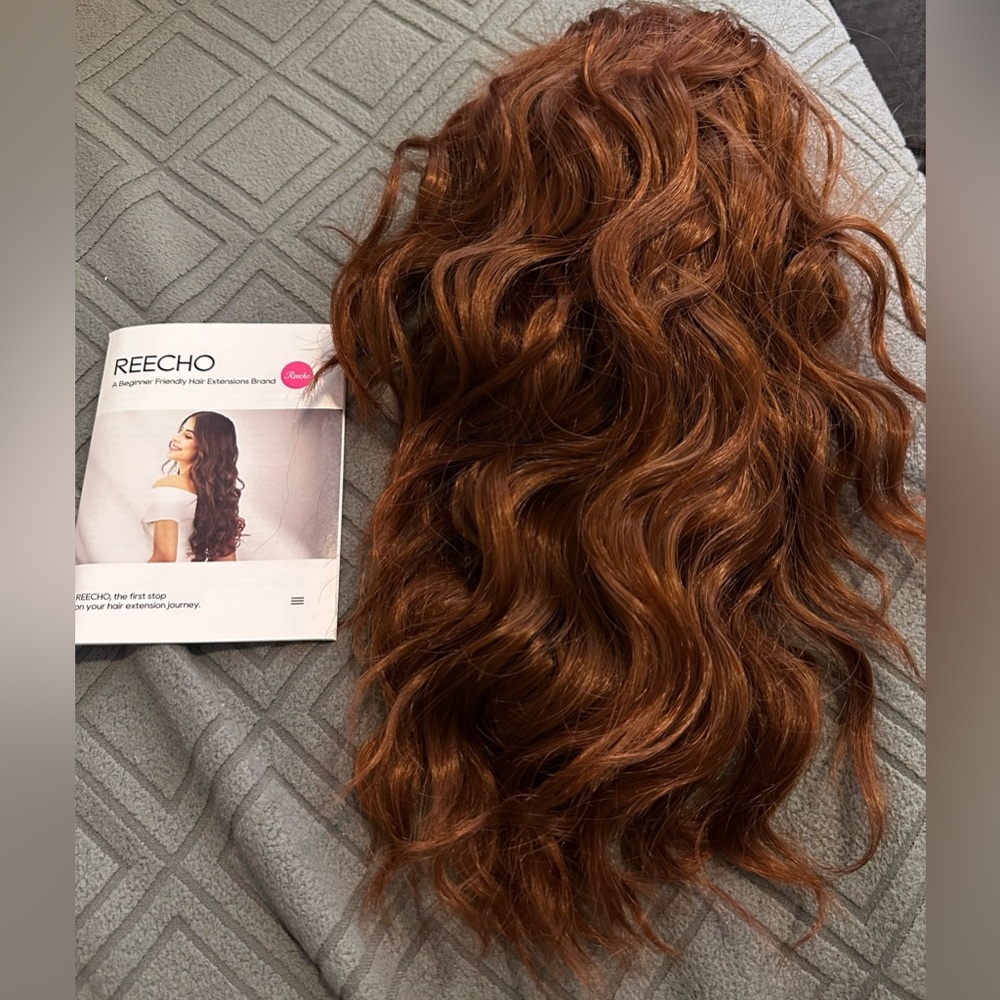 14" Ponytail Extension, Short Claw Multi Layered Clip on dark copper for party - Picture 6 of 7